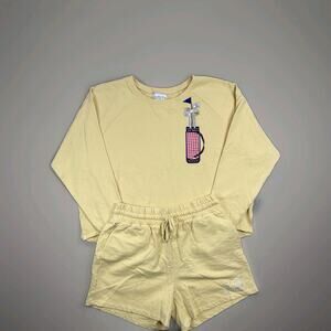 Judith March Vtg Women’s Two Piece Shorts Outfit Set GOLF Embroidery Cropped Top